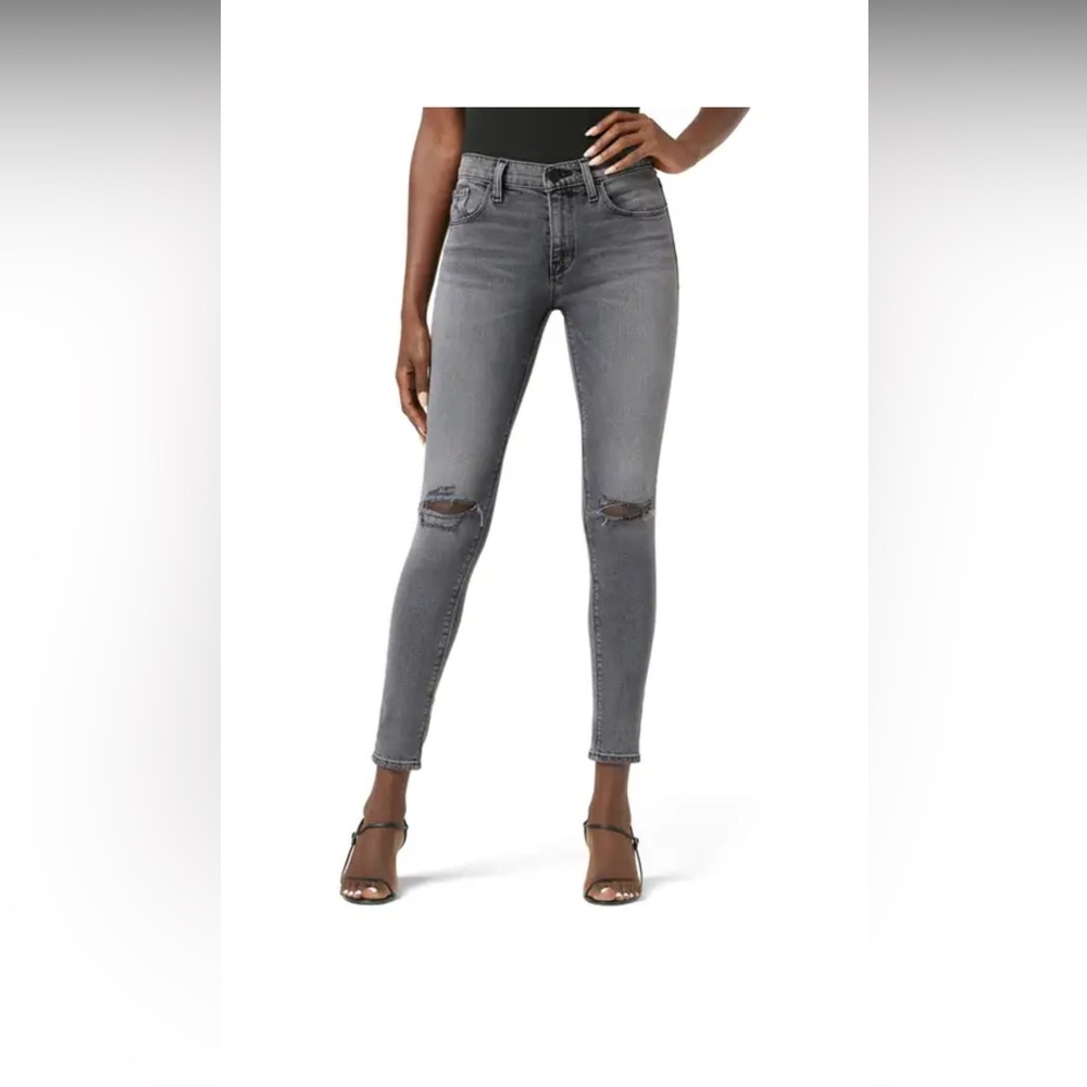 Hudson Jeans Nico Ripped Super Skinny Ankle Jeans (Stone Grey Destruct)